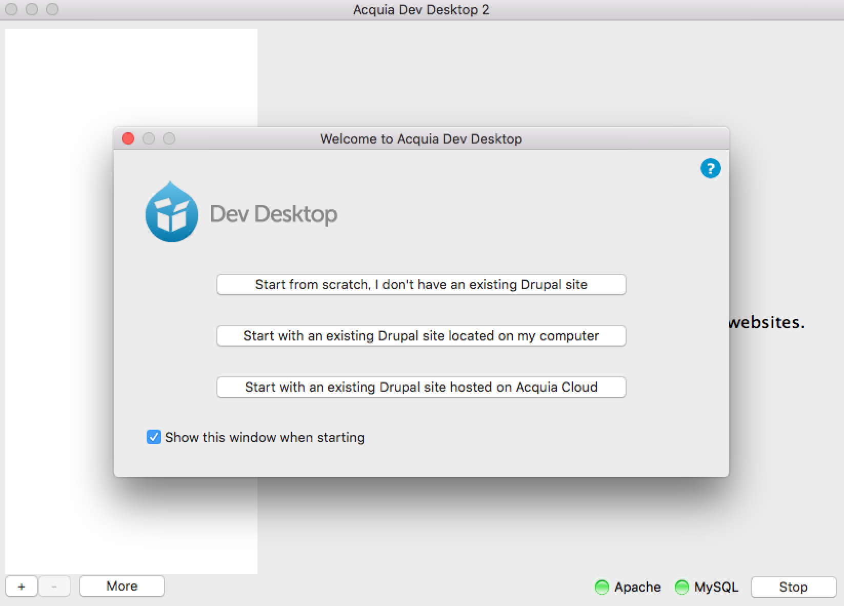 Acquia Dev Desktop サイト追加